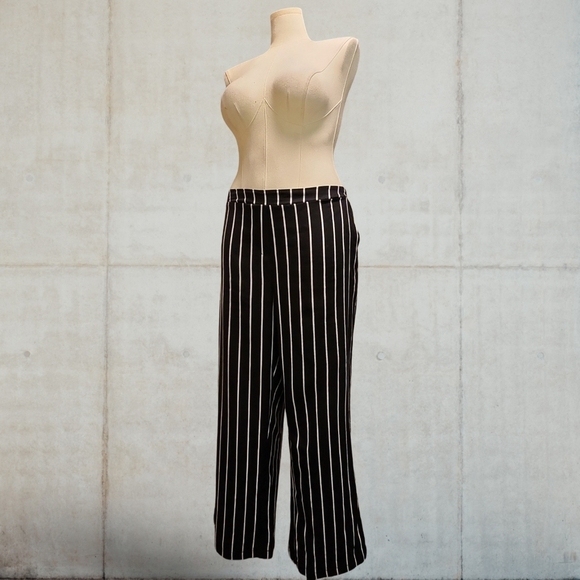 Lili Sport Pants - Black and White Striped Women's Palazzo Pants With Pockets!